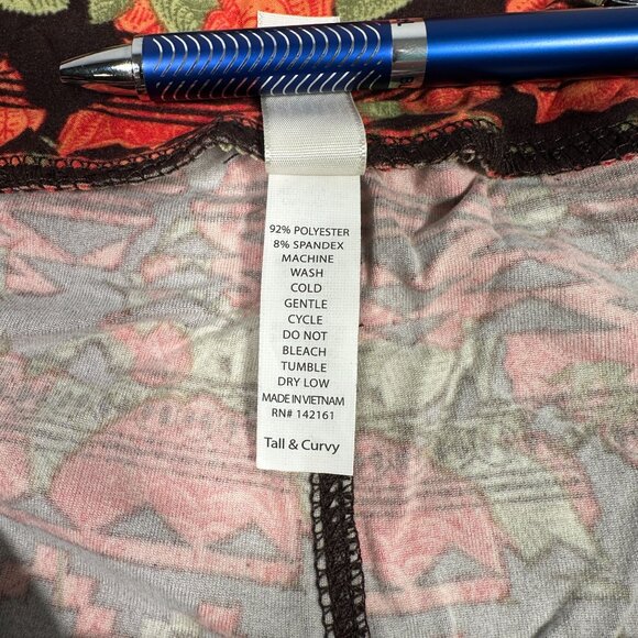 LuLaRoe Aztec Southwestern Orange Black Green Tribal Leggings Tall & Curvy TC - Picture 4 of 5